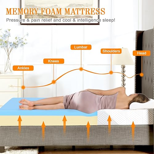 Miniatura 4 de Turnkey Colchón tamaño individual de 5 pulgadas de espuma viscoelástica de gel en una caja con funda transpirable lavable de 75 x 38 x 5 pulgadas