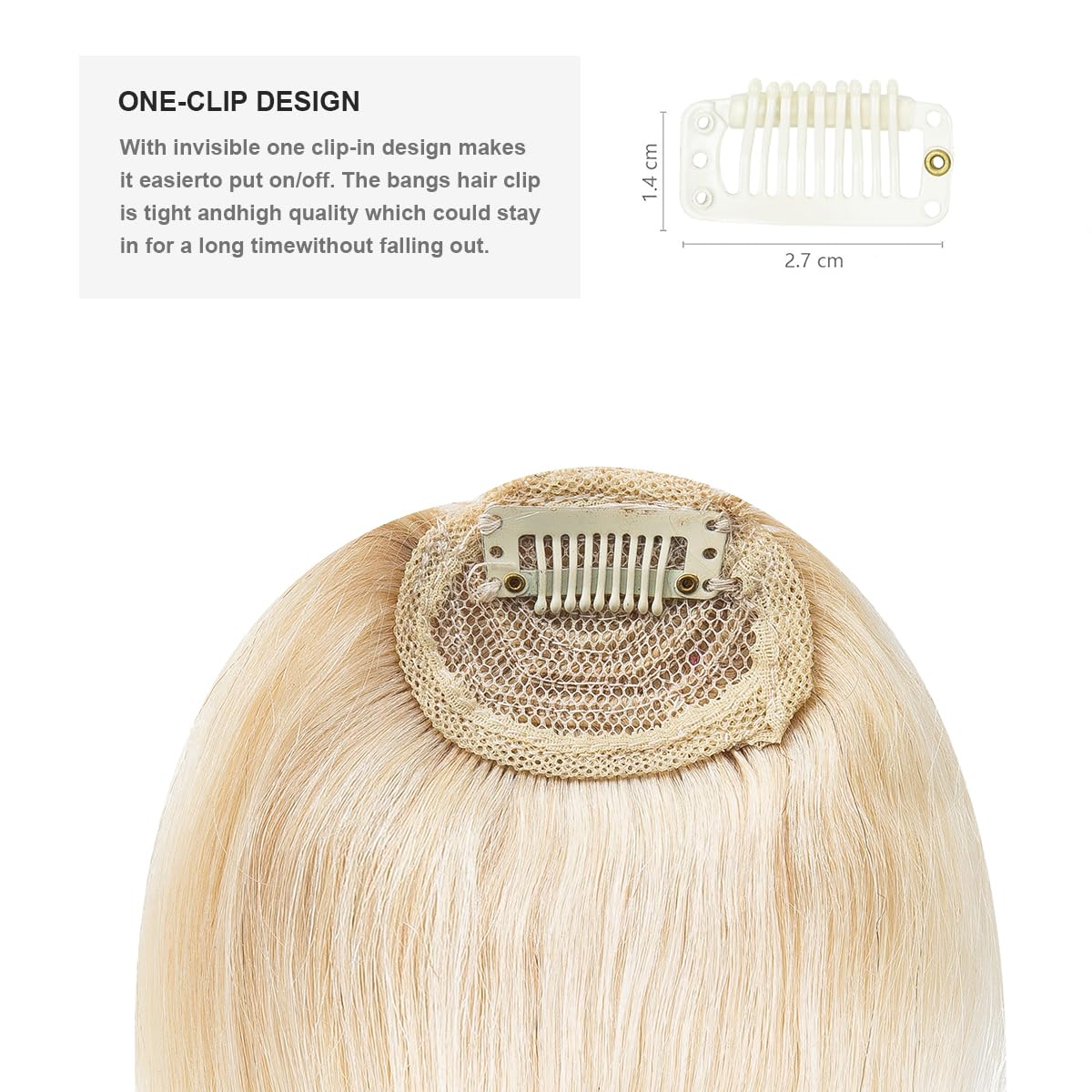 BUYOGET Clip in Fringe 100% Human Hair Pieces Platinum Blonde Fringe Clip in Hair Choppy Clip on Bangs, Bleach Blonde -choppy bangs - Image 4