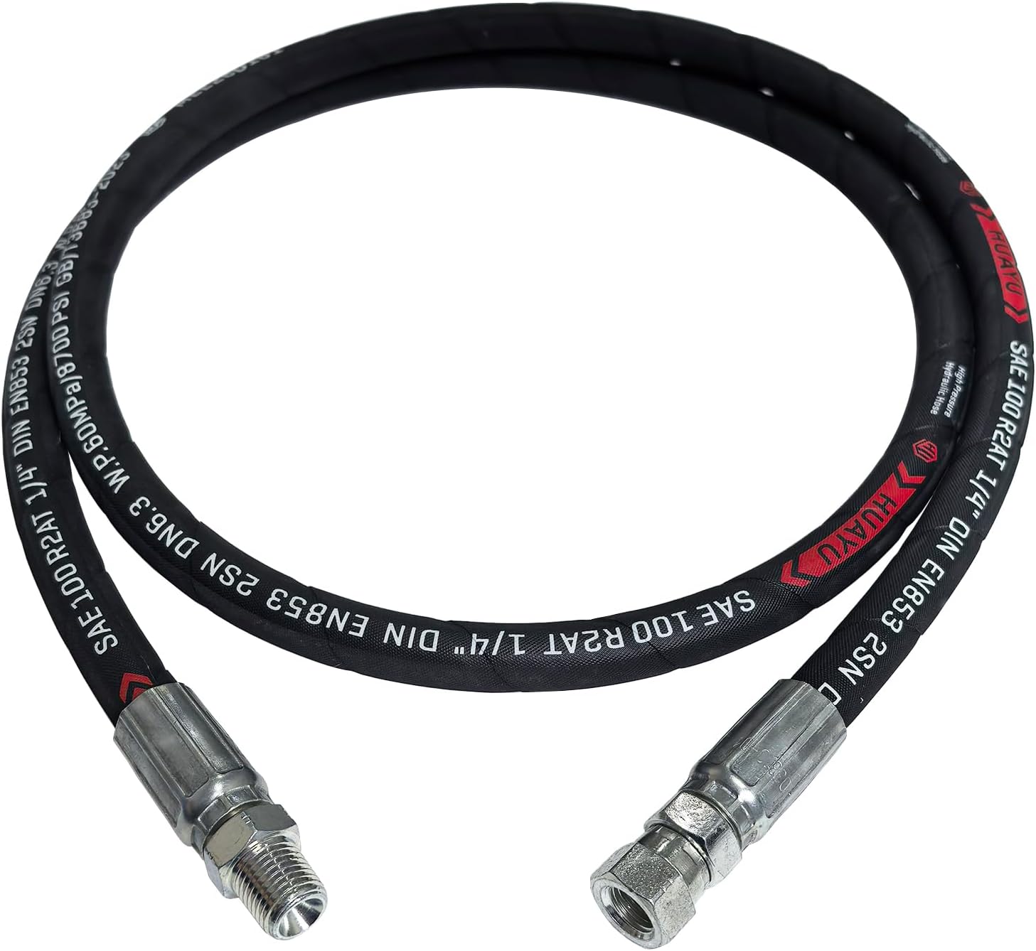 1/4 Hydraulic Hose with 1/4inch JIC 37° Female X 1/4" NPTF Male Hydraulic Hose Fittings (72inch)