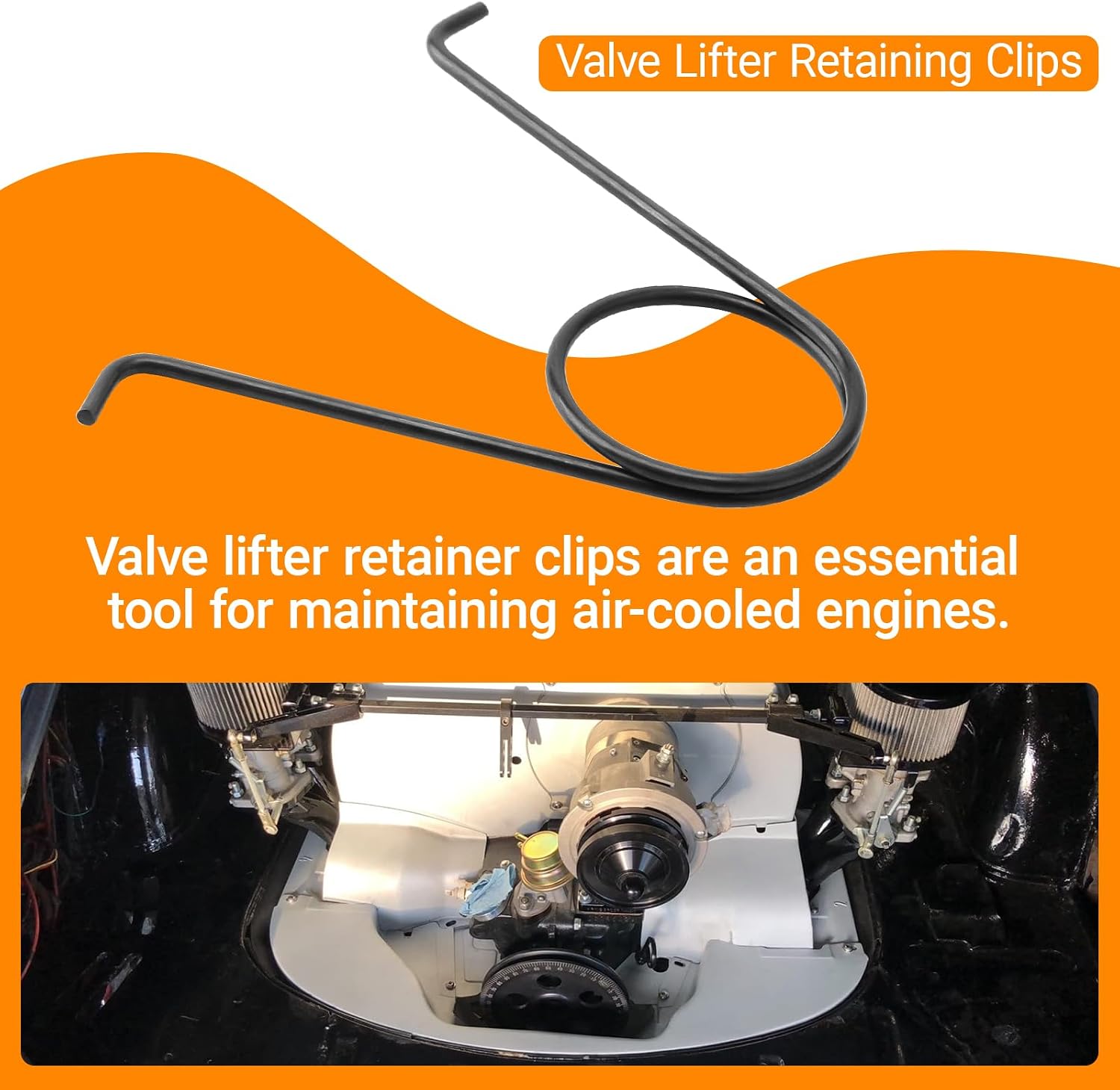 Valve Lifter Retainer Clips (3 Pack) Compatible with VW Air-Cooled Engines | Suitable for models such as the Beetle, Super Beetle, and Type 3