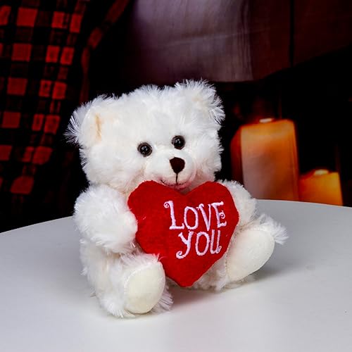 Miniatura 3 de Plushland Peluche de oso de corazón moca  Juguete de peluche para niños y adultos  Almohada de corazón bordada  Marrón  6 pulgadas (Love You-Cream)