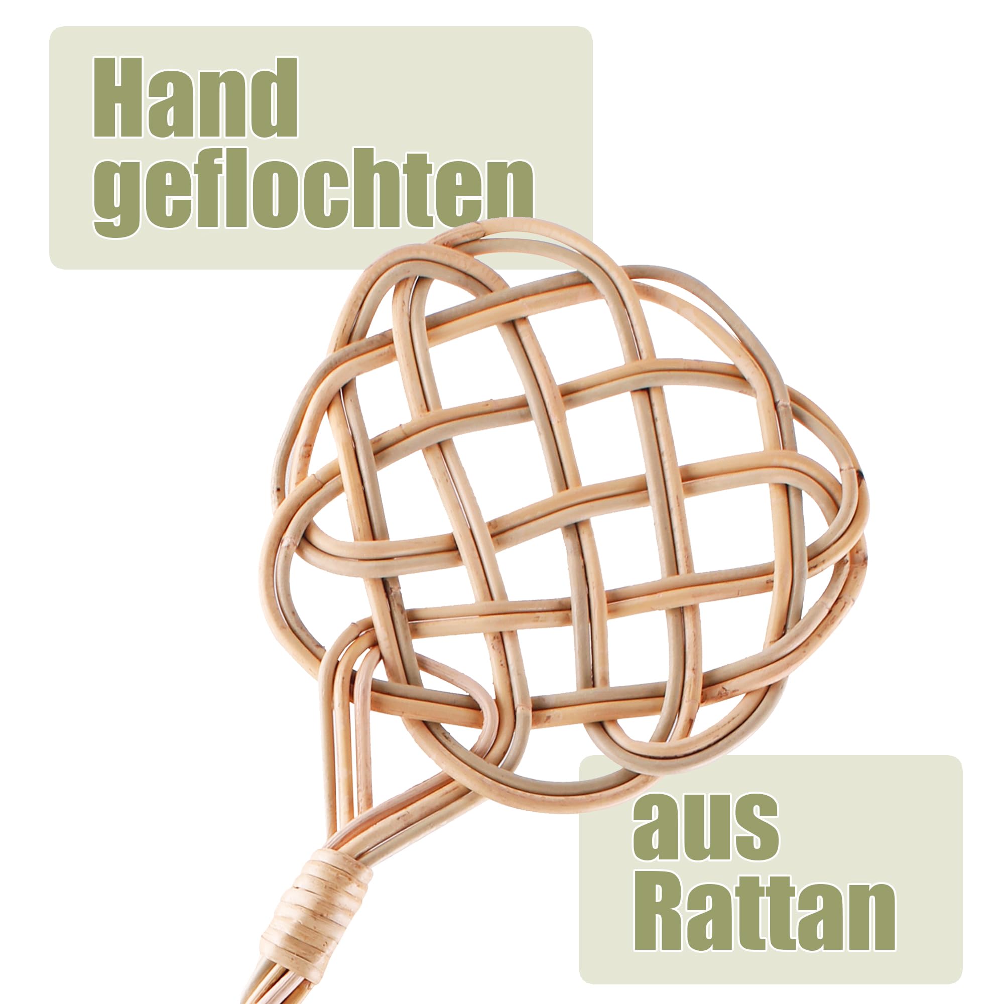 BigDean 2 Stück Teppichklopfer handgefertigt aus Rattan – stabil & robust