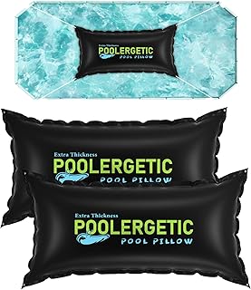 Poolergetic 4x8 Ft Pool Pillow for Above Ground Pools, Pillow for Closing Winter Pools, 0.4mm Thick Pool Cover Air Pillow, PVC Material Pool Pillow, Cold and Frost Resistant with Cord, (2Pack Black)