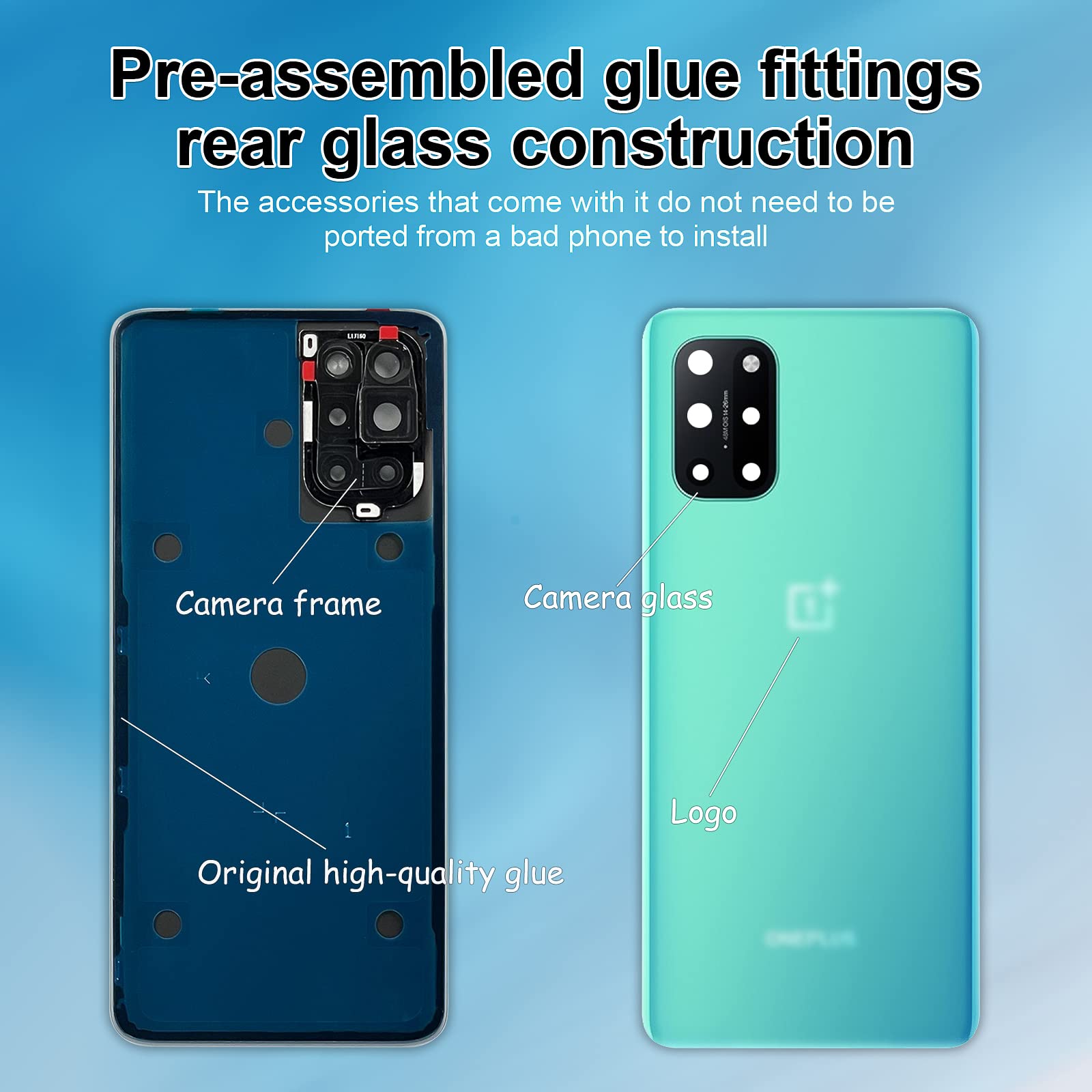 Eonpam Back Cover Glass for oneplus 8T Rear Housing Replacement with Camera Lens + Repair Tool Kit Genuine Rear Glass(Green) - Image 3