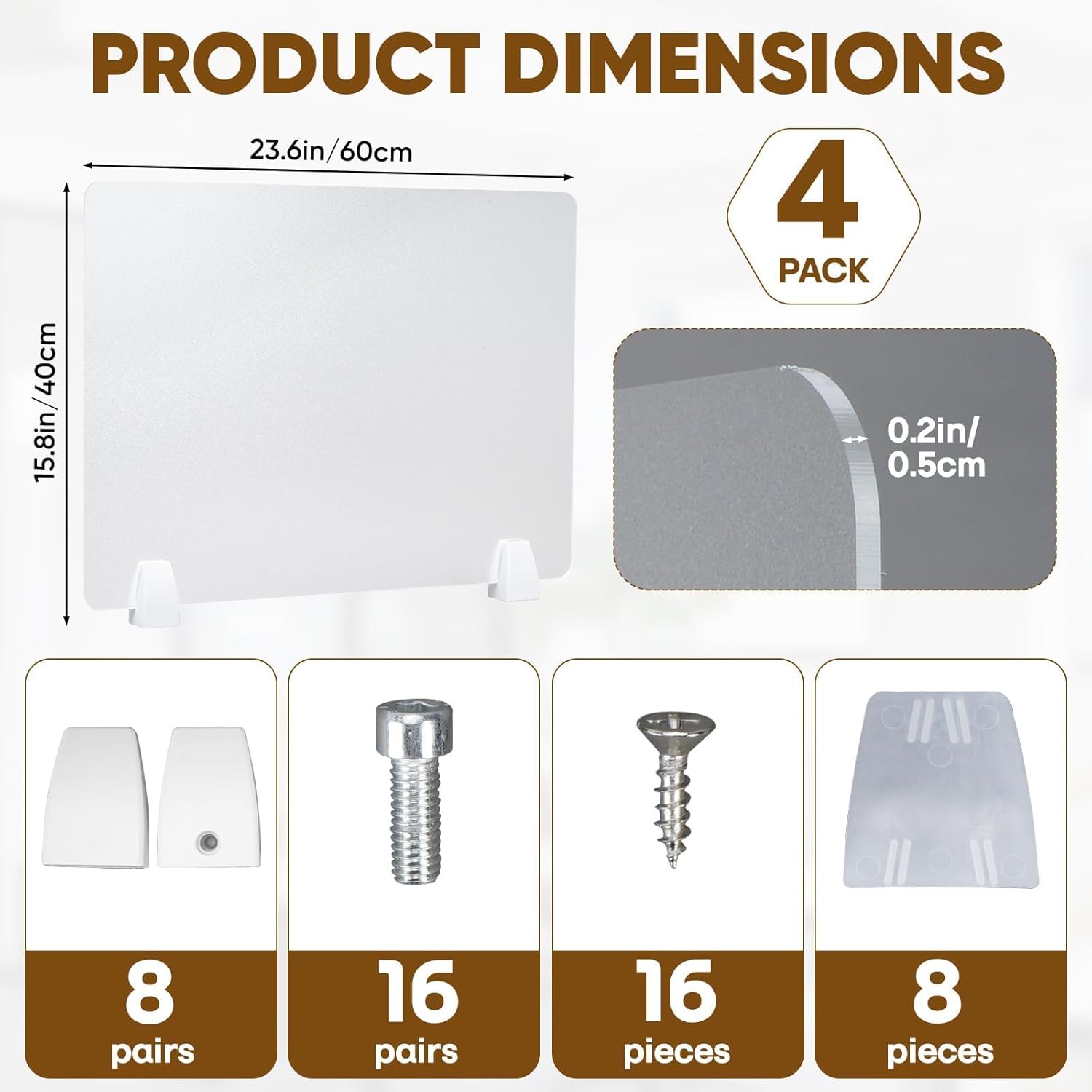 tonchean 4-Piece Desk Dividers Office Privacy Partitions, Privacy Desk Panel Protective,Table Divider with Clamps for Offices, Schools,Call Centers Workstation- 23.6“L x 15.8”W