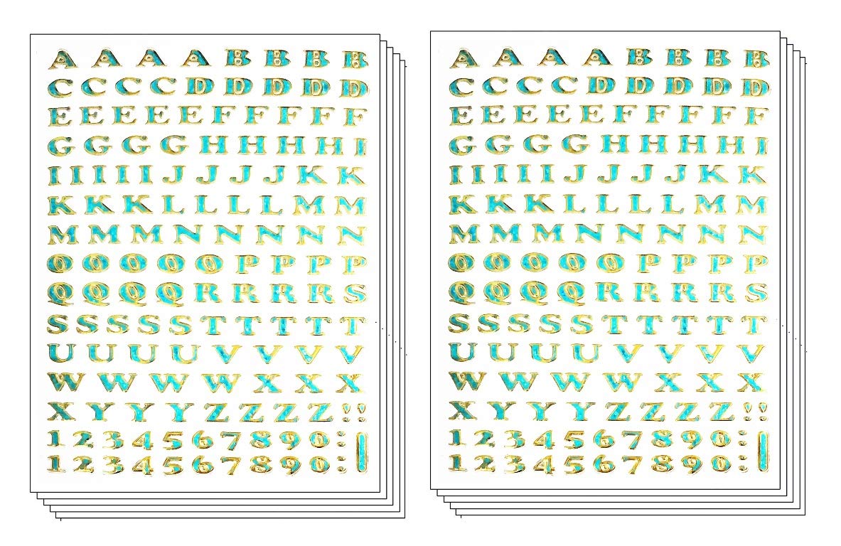 Umama Stickers 10 Sheets Gold Blue Letter English A-Z Cartoon Vinyl Sticker Craft Scrapbooking Supplies School Teacher Reward Sticker Decor Gift for Kids Children