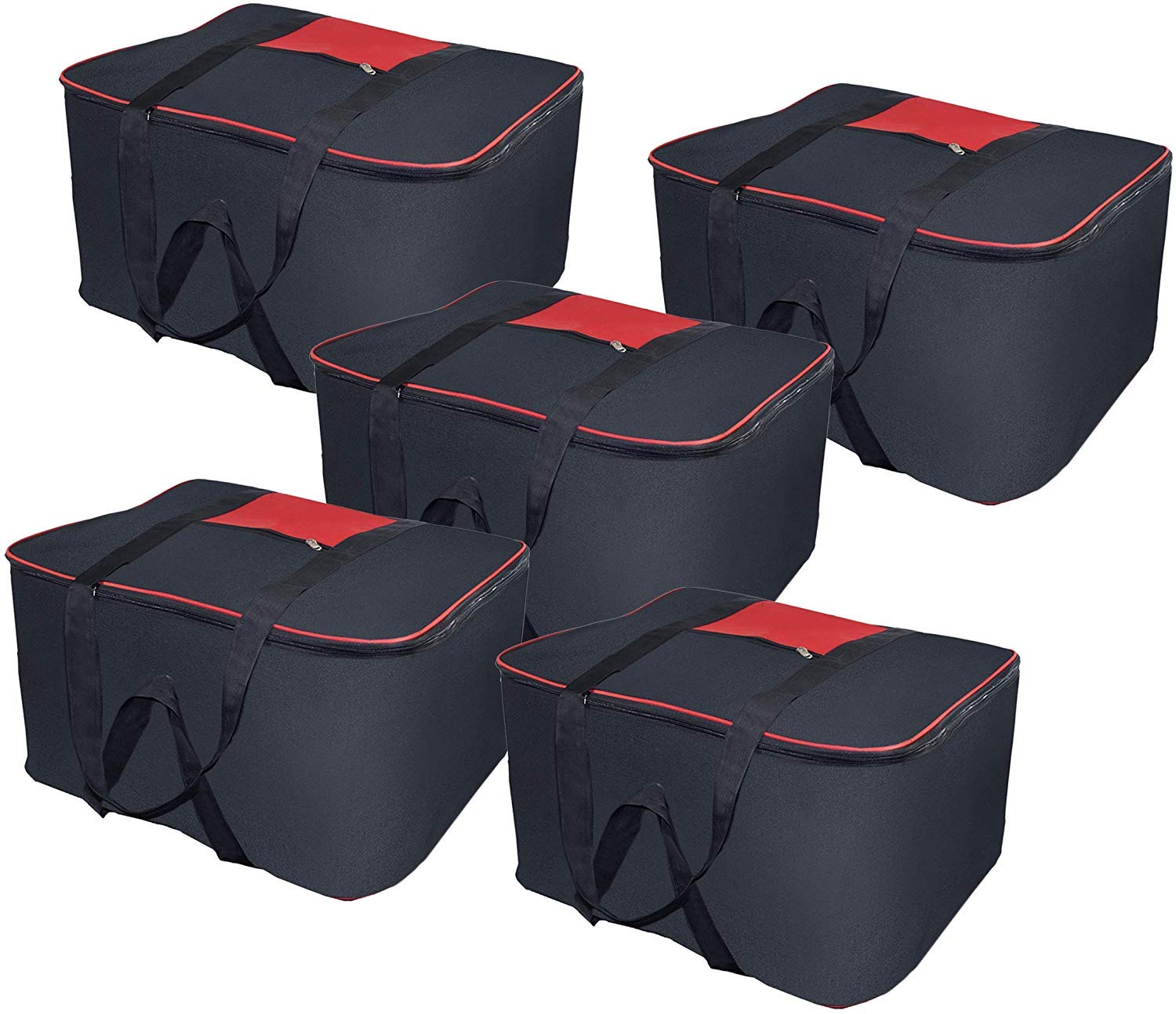 Home Store India Big Under bed Moisture Proof Cloth Organizer Storage Bag with Zippered Closure and Handle - Black and Red, 54X46X28cm (5) (B07ZKZBLG6) Amazon Price History, Amazon Price Tracker