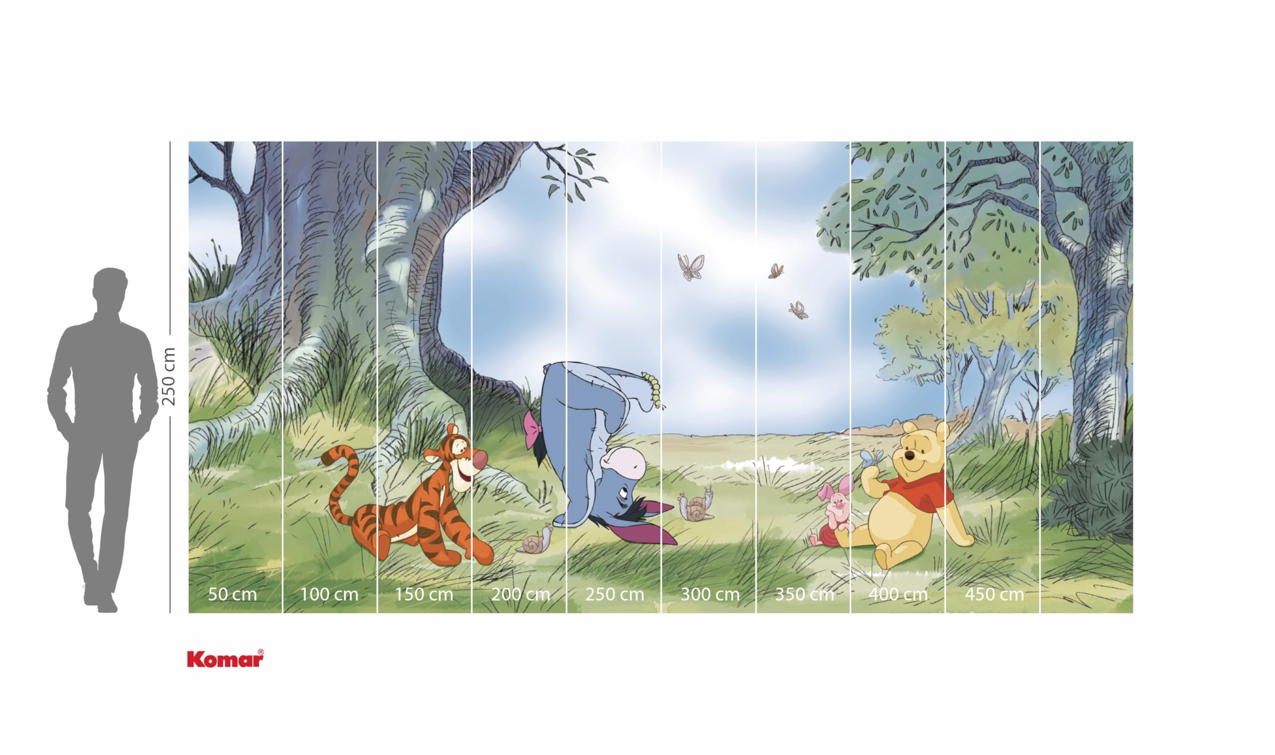 Komar Non-Woven Photo Wallpaper Disney Winnie The Pooh Friendly Day Size 500 x 250 cm Children's Wallpaper - Image 3