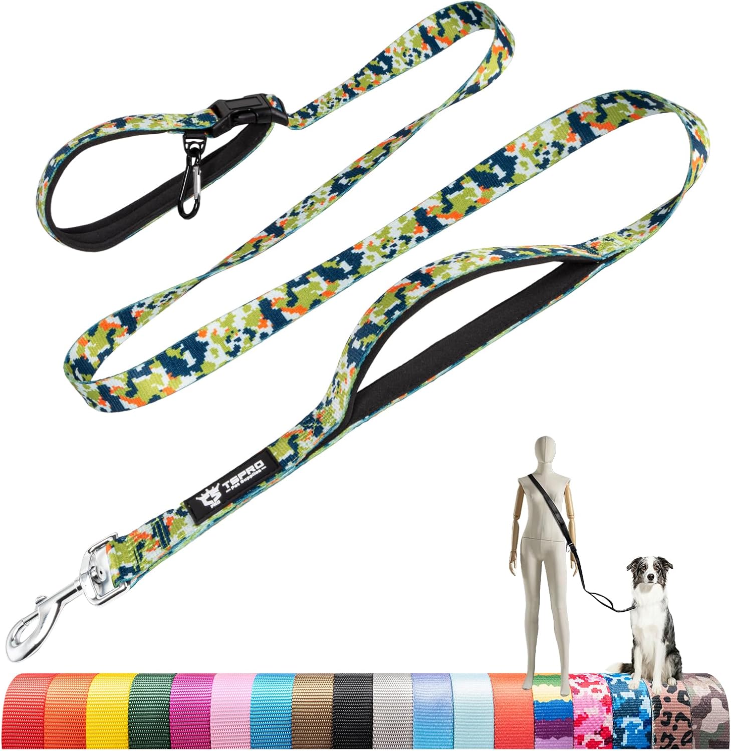 TSPRO 3-in-1 Heavy Duty Tactical Hands Free Dog Leash, Dual Padded Handles