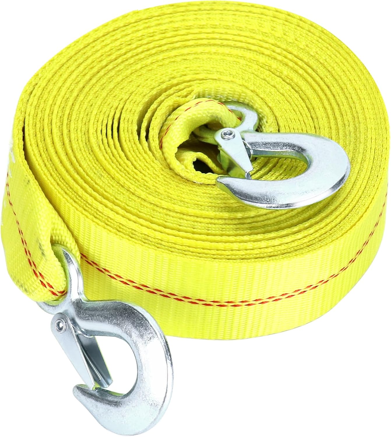 QWORK Towing Strap 11,000lb, 2 Inch X 30 Ft. Recovery Tow Strap with 2 Hooks for Recovering Vehicles