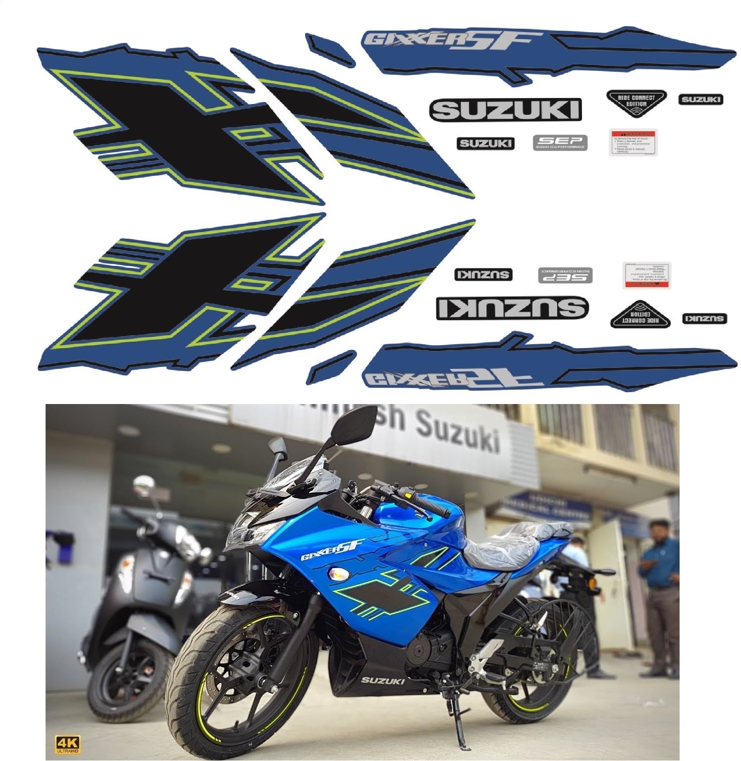 Sticker & Decal for Bike (Blue, Black) (Suzuki_Gixxer_SF_155_New Blu_Blk_Stc) (B0DH51XDXD) Amazon Price History, Amazon Price Tracker