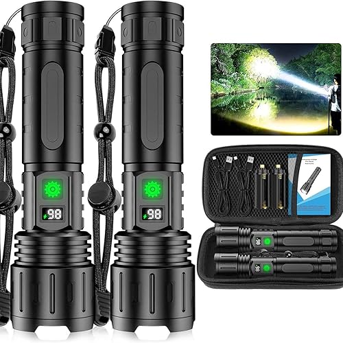 Miniatura 8 de Luvique - Linterna de supervivencia súper brillante de 990000 lm para cada aventura, Linternas LED Recargables de alta potencia, con pantalla de 1