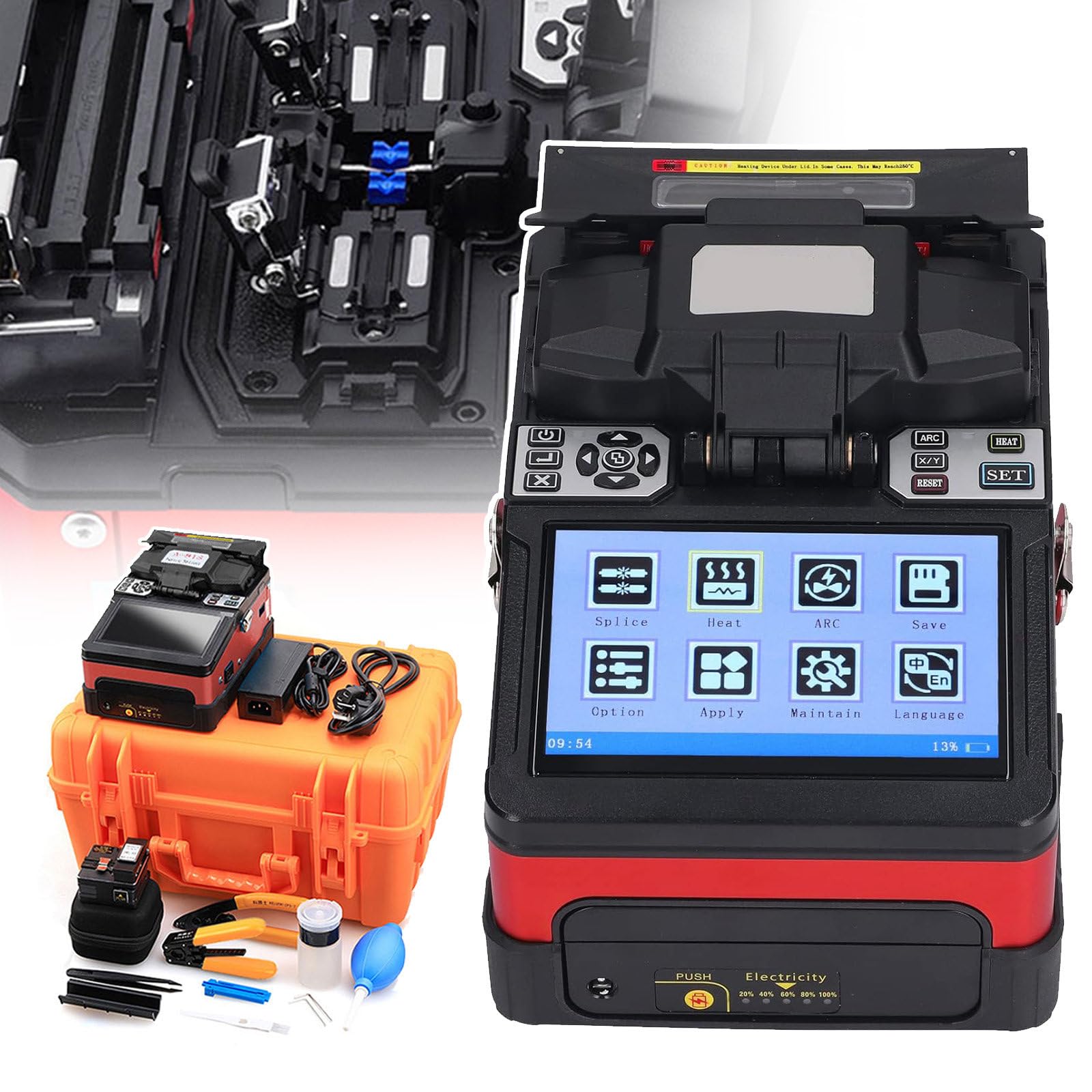 agreilduite Fiber Optic Cable Fusion Machine-Automatic Focus-Core Alignment,7S Splicing&18S Heating,Arc Fusion Splicer With 4PCS Electrodes &Fiber Cleaver/Stripping Tool Kit,for FTTH &Cable Splicing