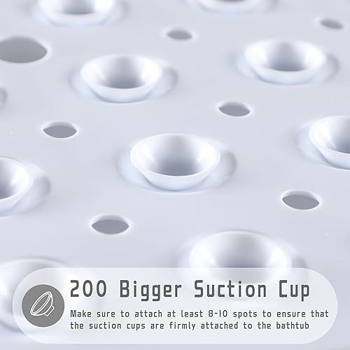 Miniatura 3 de Yimobra Tapete antideslizante para bañera de 40 x 16 pulgadas, tapete de ducha extra largo con orificios de drenaje, tapetes de baño lavables a