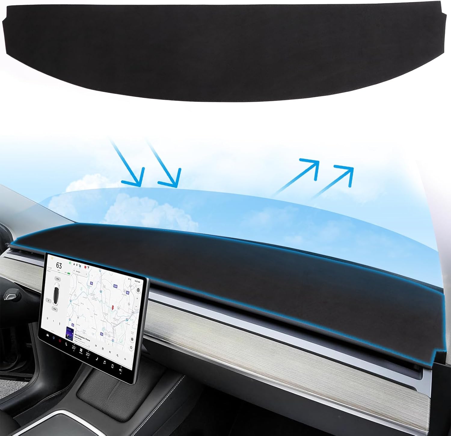 Tesla Model 3 Model Y Dashboard Cover, Flannel Dustproof