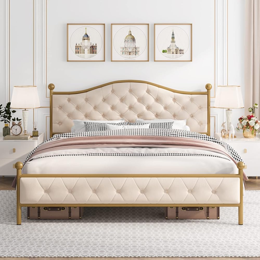 48/mo Finance HIFIT Bed Frame King Size, Upholstered Bed Frame with