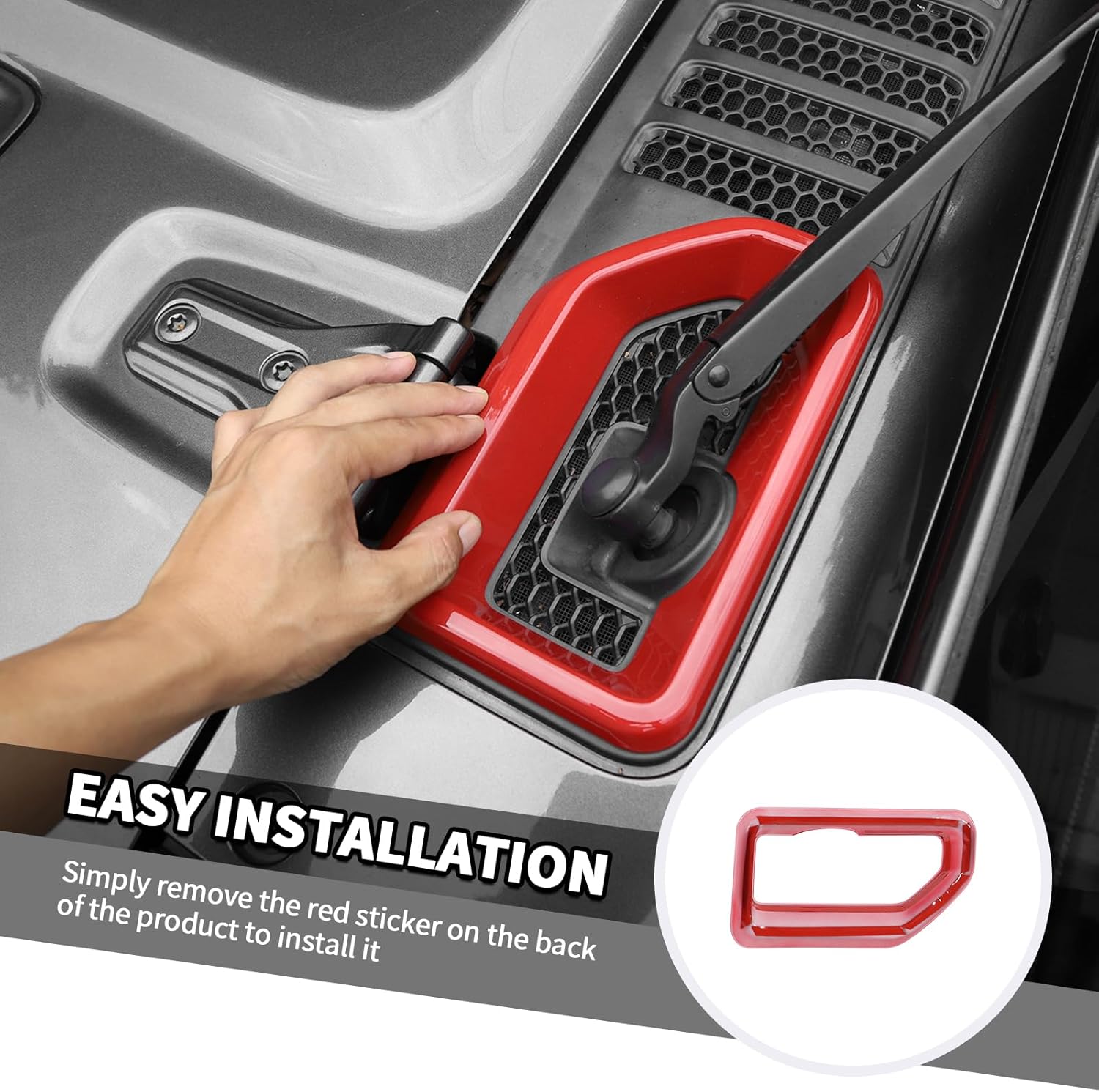 Jimen Fit for Jeep Wrangler JL JLU & Gladiator JT 2018-2025, 2PCS Front Windshield Wiper Base Cover Trim Panel (Red)