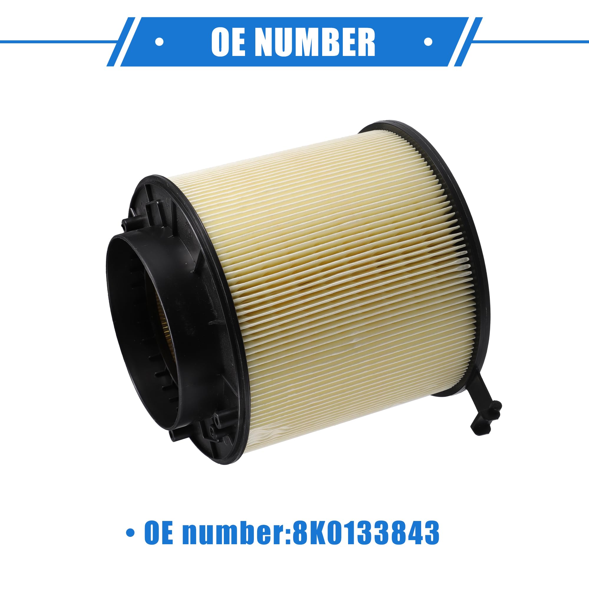 A ABSOPRO Filtro De Aire Del Motor Para Audi Sq5 3.0L V6 14-17 1pc | OE: 8K0133843, Material: PP, Size: 18.5X16.5X16CM, Color: Negro, Beige, Para A4, A5, Q5, S4, S5