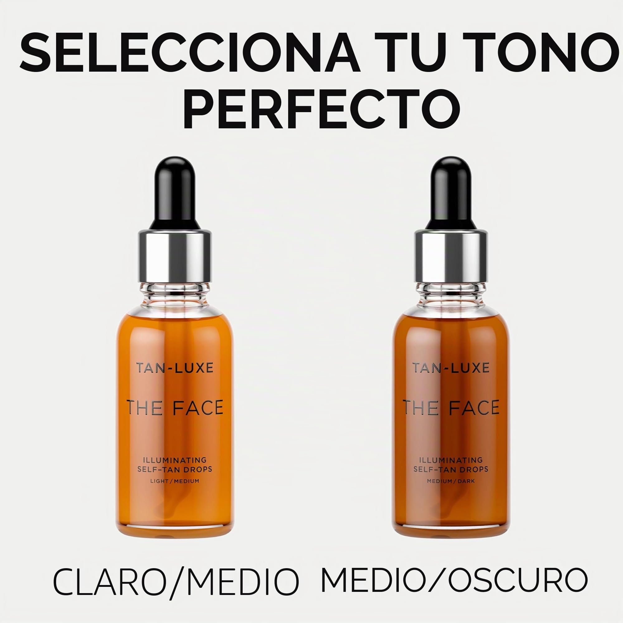 TAN-LUXE The Face - Gotas autobronceadas, medianas/oscuras (10 ml) para añadir gotas de bronceado al cuidado de la piel para un bronceado facial personalizado, libre de crueldad y vegano