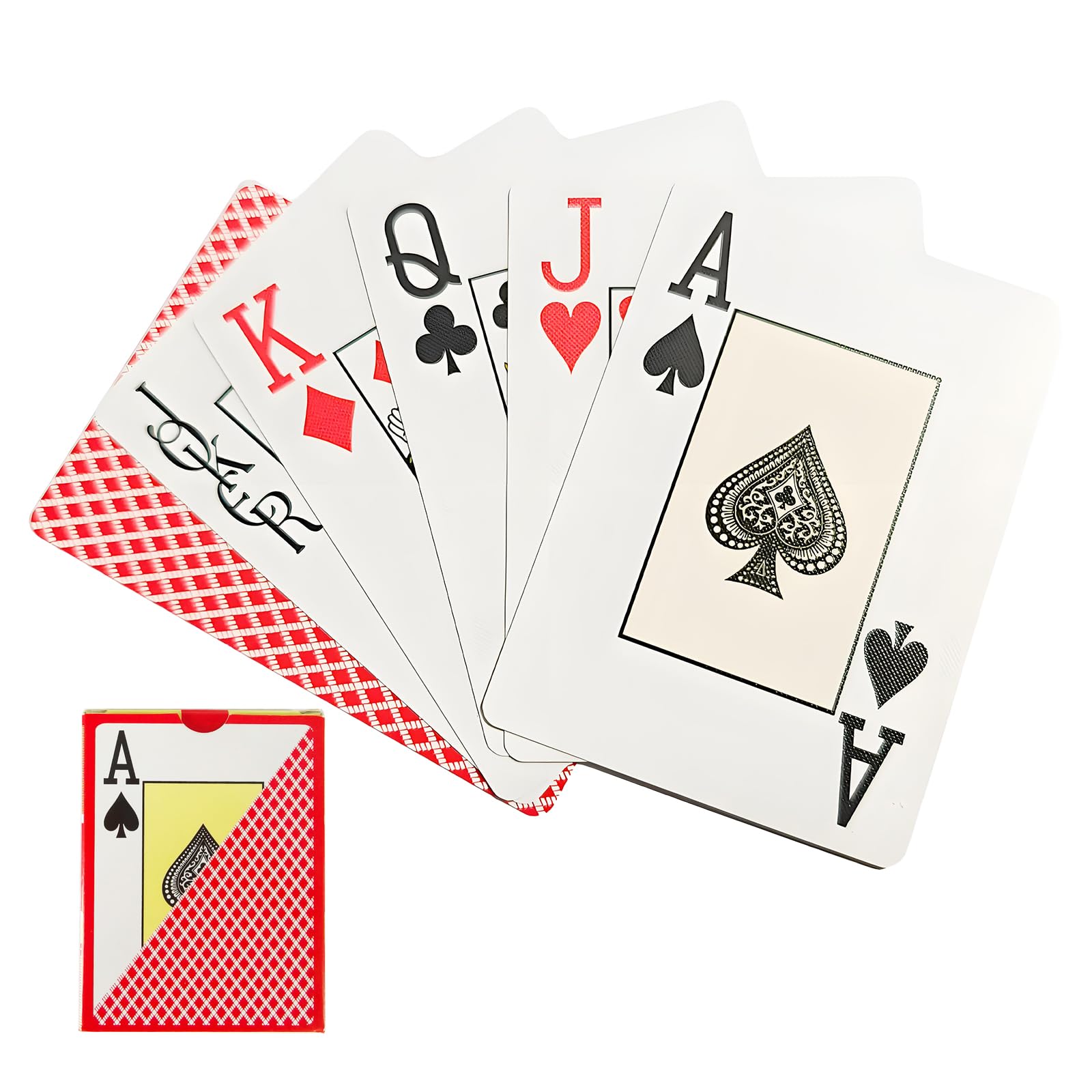 KEAIDUO Waterproof Playing Cards 100% Plastic, Professional Poker Cards for Texas Holdem Red Backs, 6.3 x 8.7 cm