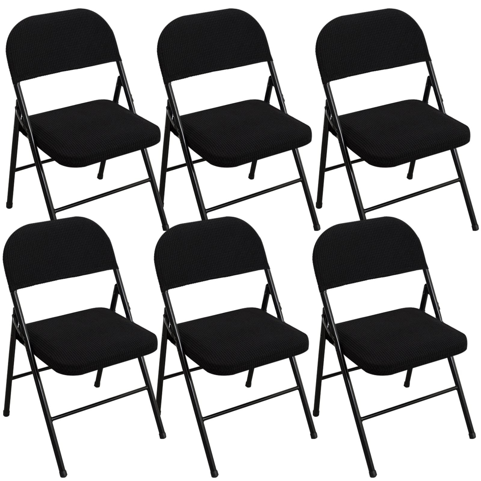 Set di 6 coprisedia elasticizzati per sedie pieghevoli da ufficio e da pranzo, protezione elastica per seduta e schienale per sedie da cucina ed eventi, facili da pulire, set da 6 (G)