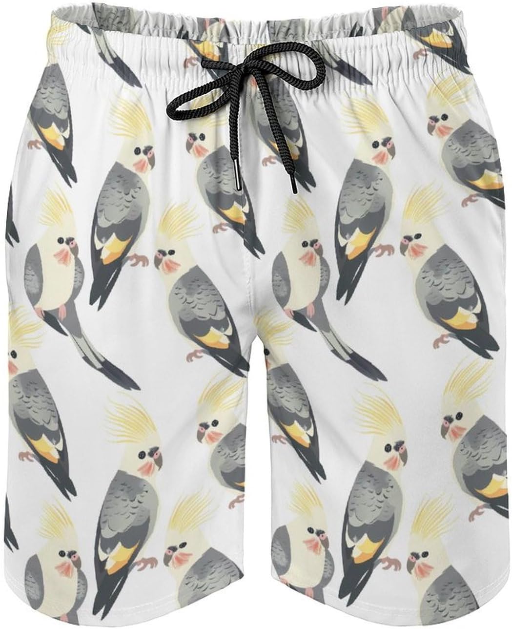 Cute Cockatiel Birds Casual Men's Swim Trunks Novelty Summer Beach Shorts Swimwear with Pocket