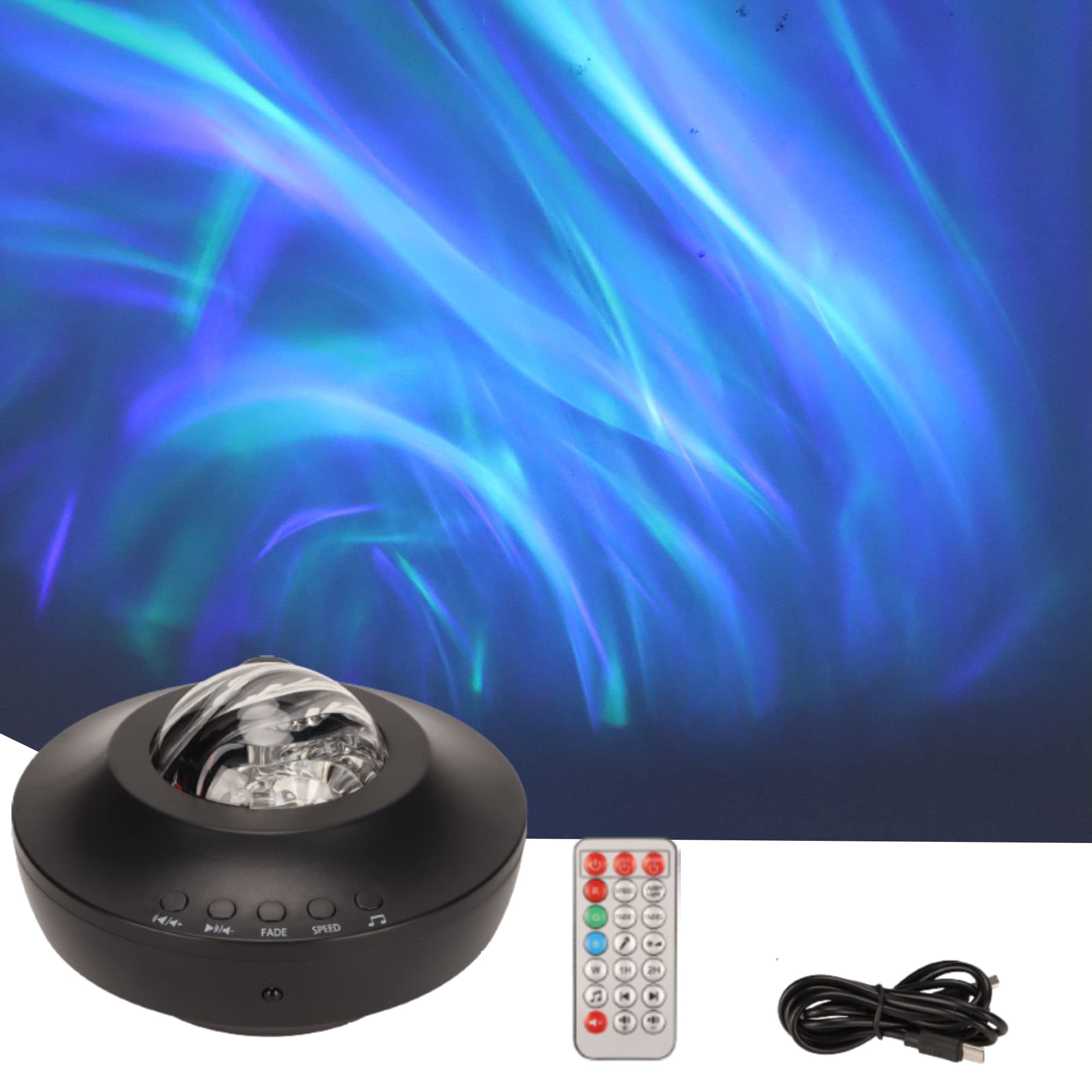Northern Lights Aurora Projektor, 5 in 1 White Noise Lights Sternenprojektor mit Bluetooth Lautsprecher, Timer und Fernbedienung Projektor Nachtlicht Projektor für Schlafzimmer, Decke