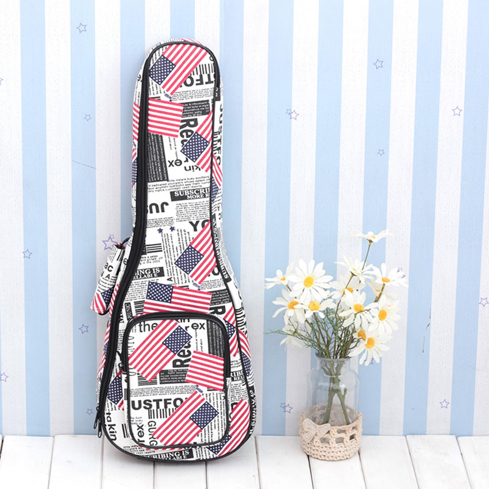 Country Flag - Custodia per ukulele con tracolla e manico per strumenti da 23 pollici, scomparto imbottito, tasche multiple