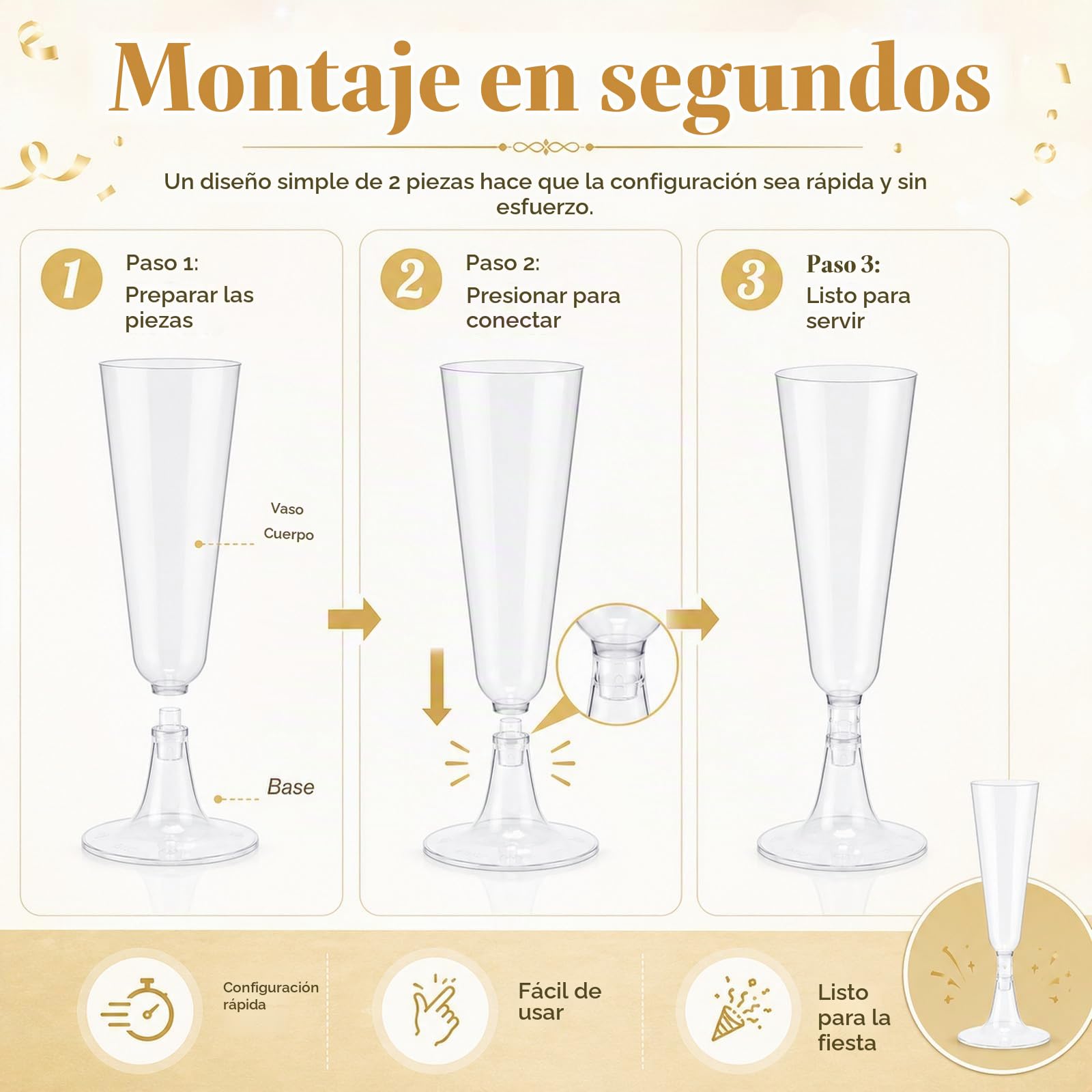 JMIATRY 100 Copas Plastico Duro 150 ml, Copas de Champán de Plástico, Copas de Vino de Plástico reutilizable para Bodas, Cumpleaños, Fiestas