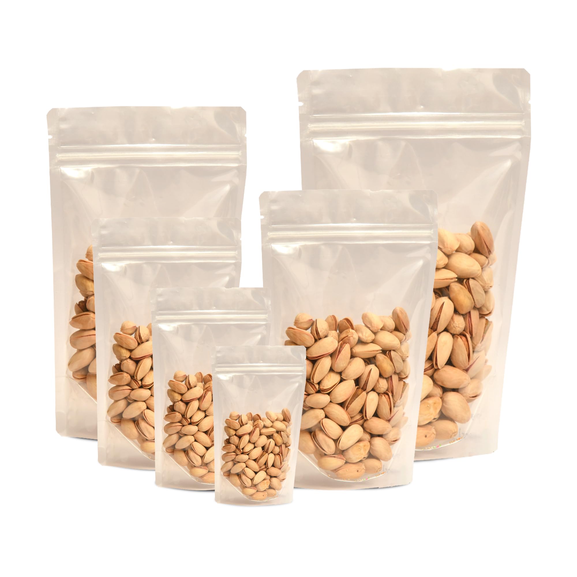 Sprinlock Transparent Stand Up Pouches with Zipper |Food Storage |Heat Sealable |Ziplock Reusable |Resealable| Tear-Notch | 3 Layered| 3.7'' *6'' | 9.5cm *15cm | 50-70 gm| 100 Pcs