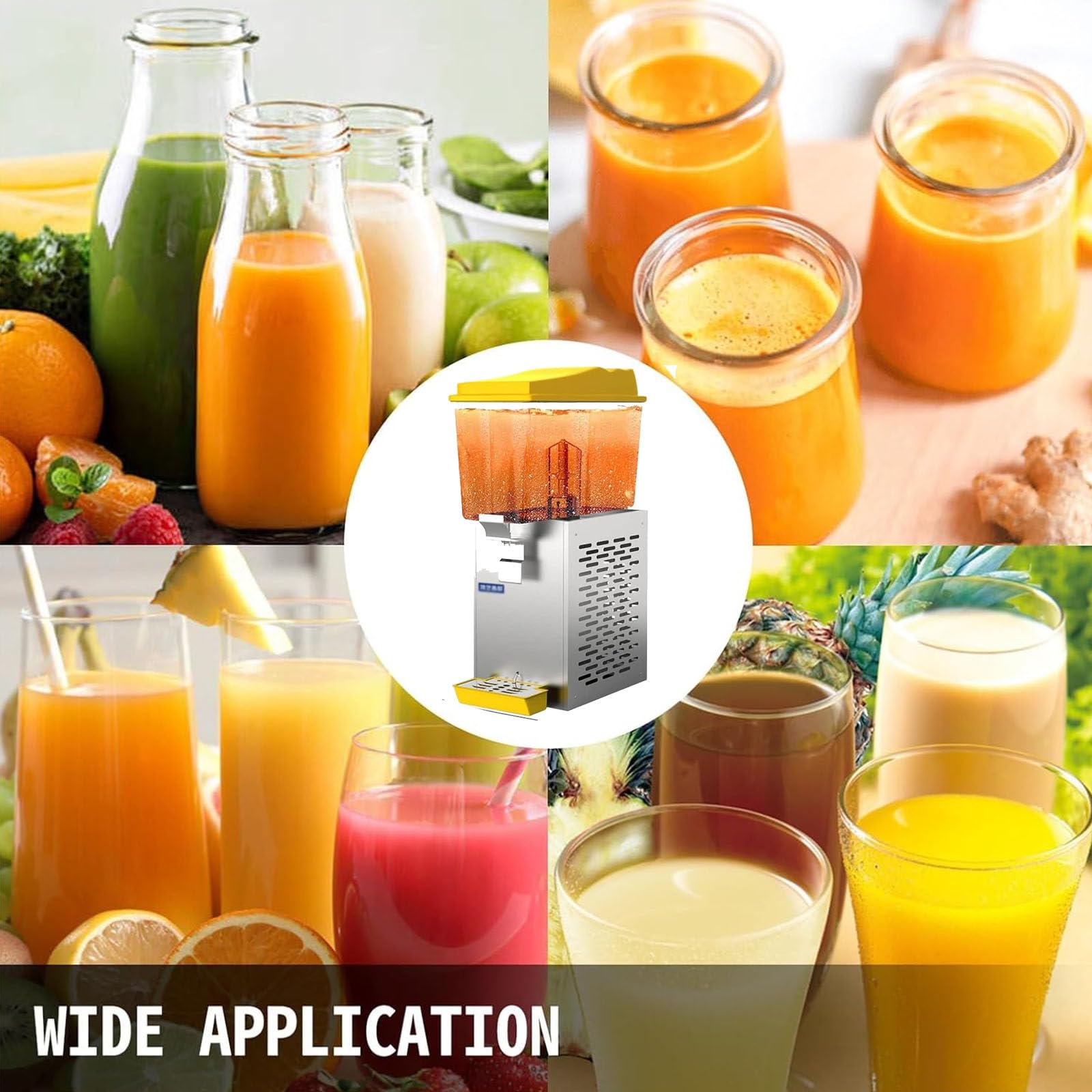Dispensador comercial de bebidas con diseño de acero inoxidable y vidrio transparente para bufés y hospitalidad
