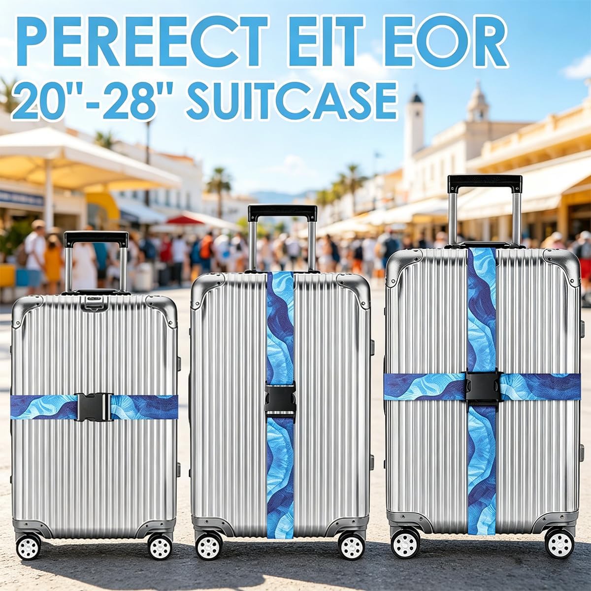 4 Pack Luggage Straps for Suitcases Adjustable Luggage Belt Suitcase Strap Travel Bag Accessories (Sky Blue(4 Pack)) image 3