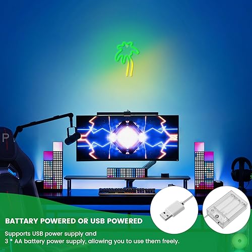 Miniatura 4 de Decoración de palmera tropical, letrero de neón de palmera alimentada por USB y batería, decoraciones de fiesta Luau, decoraciones de fiesta