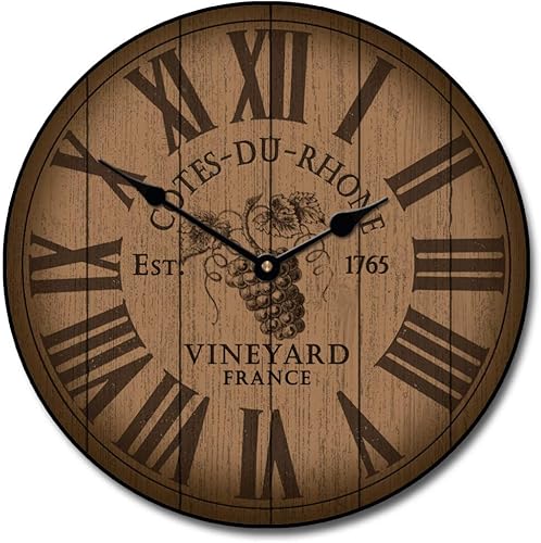 Miniatura 6 de Reloj de pared con tapa de barril de vino, mecanismo de cuarzo ultra silencioso, hecho a mano, hermoso color nítido y duradero, viene en 8 tamaños,