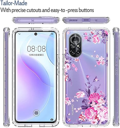 Miniatura 5 de Funda para Nova 8, ANG-L22B ANG-L21B con protector de pantalla de vidrio templado, suave 360 cuerpo completo, a prueba de golpes, híbrida,