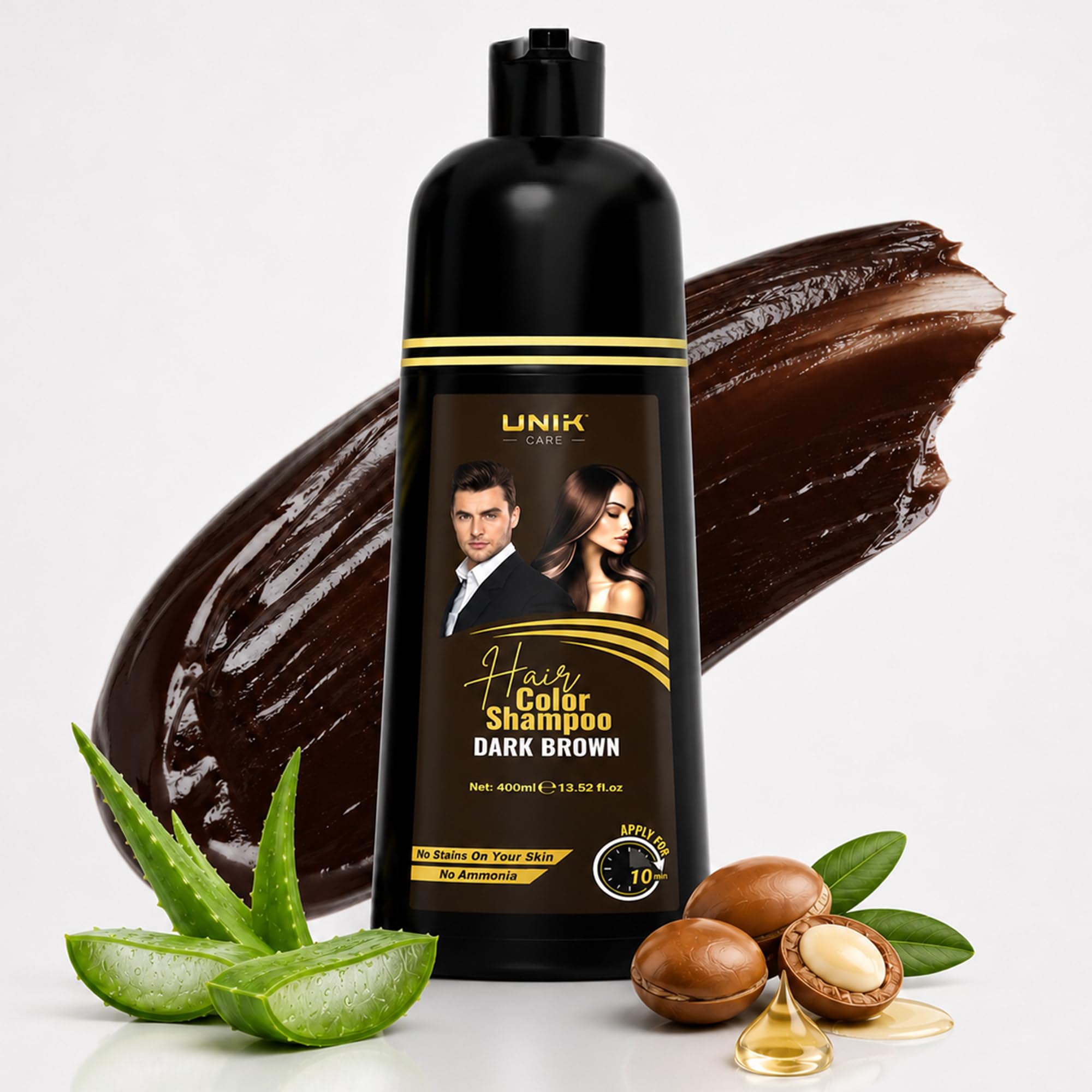 Amazon.com: UNIK Care Dark Brown Hair Dye Shampoo 400ml – 3 in 1