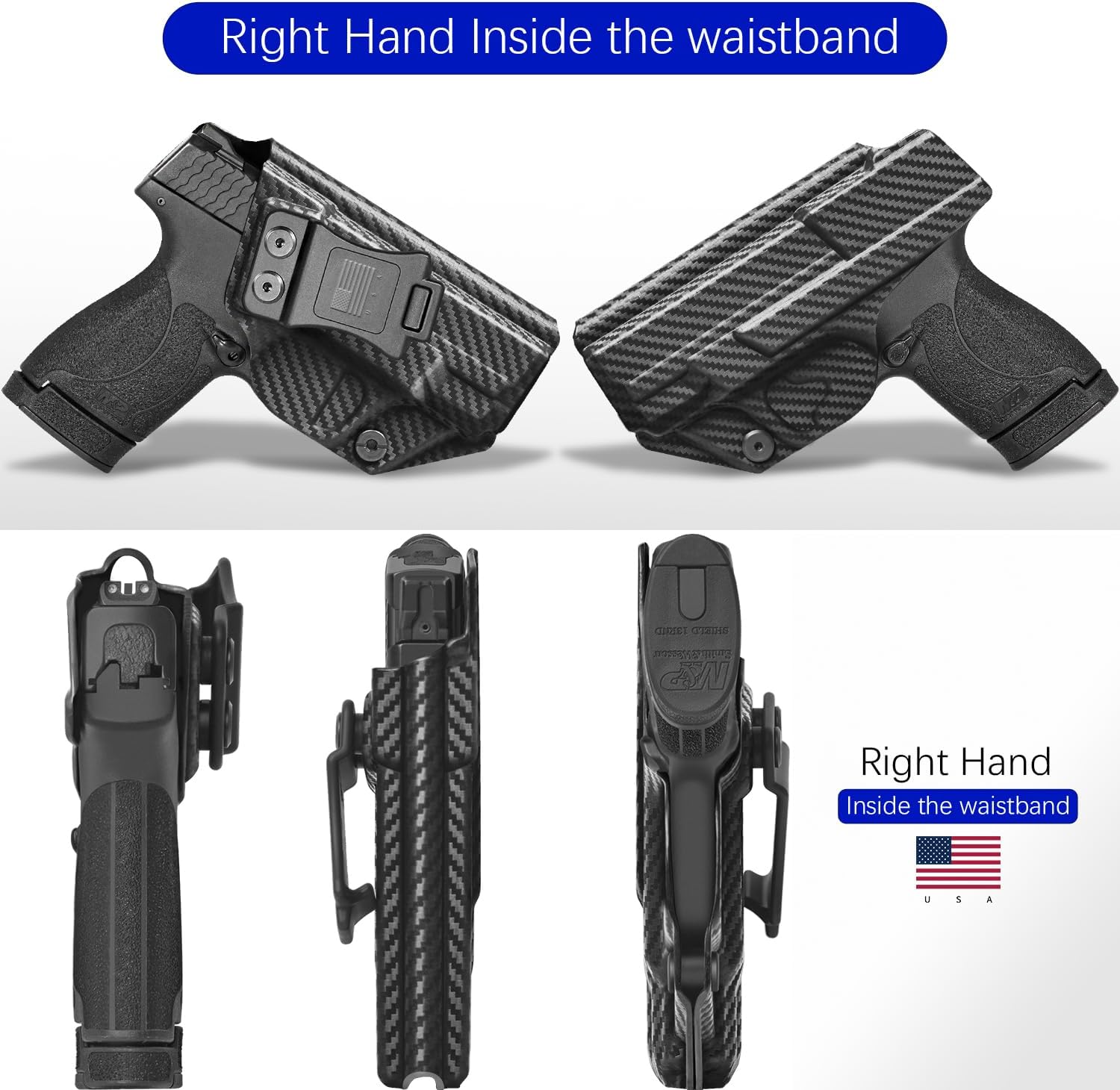 Holster IWB Kydex Fit – Inside Waistband Concealed Carry – Trigger Guard – Adjustable Cant & 'Posi-Click' Retention - No Wear or Jitter - USA Made