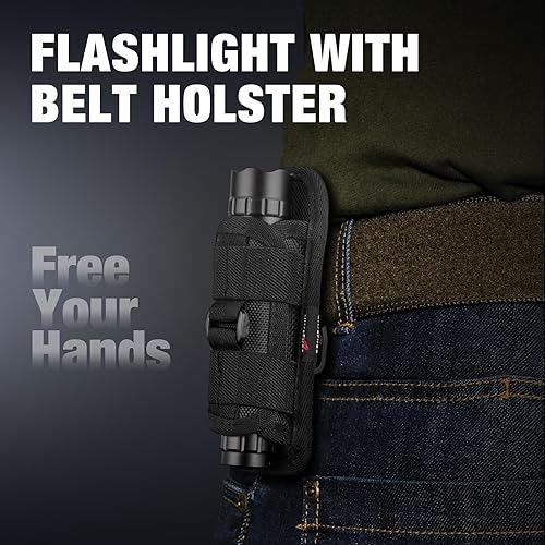 Miniatura 6 de ULTRAFIRE Linterna táctica con funda para cinturón de servicio, linterna de policía de 1000 lúmenes altos con funda para cinturón, linterna de