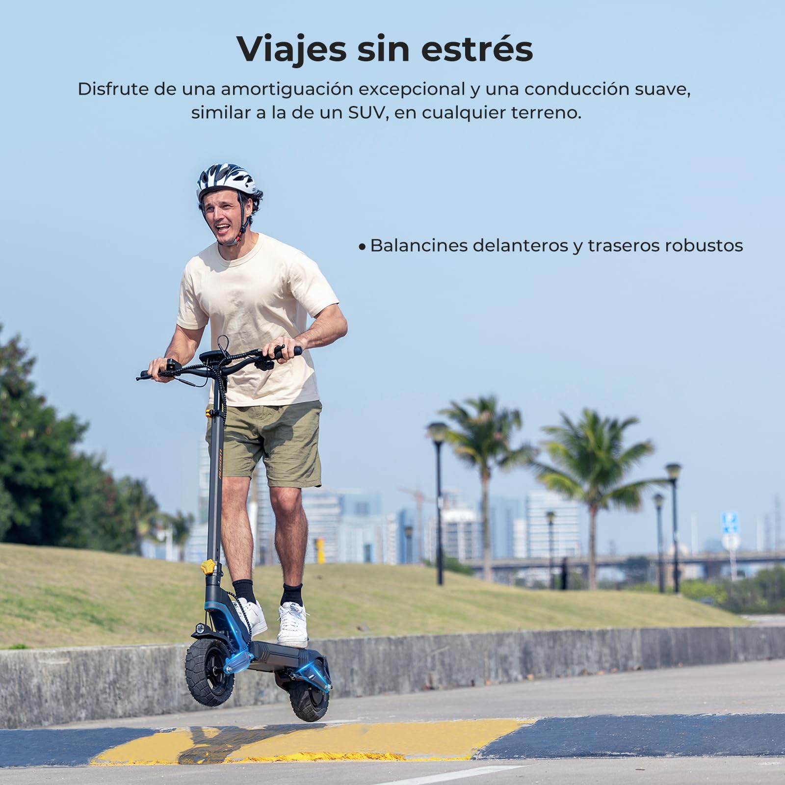 Patinete Eléctrico Ausom L2 de 10 Pulgadas con batería de 48 V y 15,6 Ah, 70 km de autonomía, E-ABS + Frenos de Disco, protección antirrobo NFC, Aventuras y desplazamientos urbanos (Motor único)