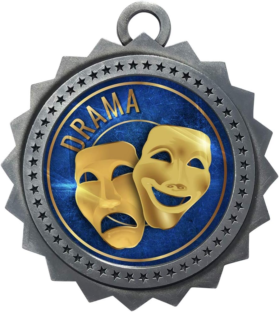 10 PK of Drama Silver Medals Trophy Award with Neck Ribbons D03-EG22