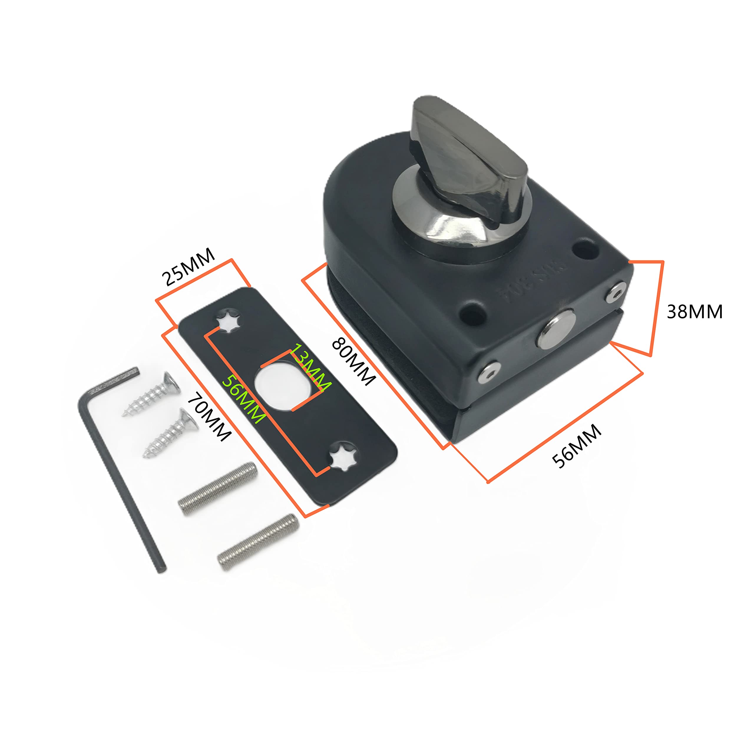 Ranbo Frameless Glass Door Floor Lock,Ground Bolt Lock,No Drilling,304 Stainless Steel,for 3/8-1/2 "(10-12mm) Sliding/Push Pull Door - Image 2