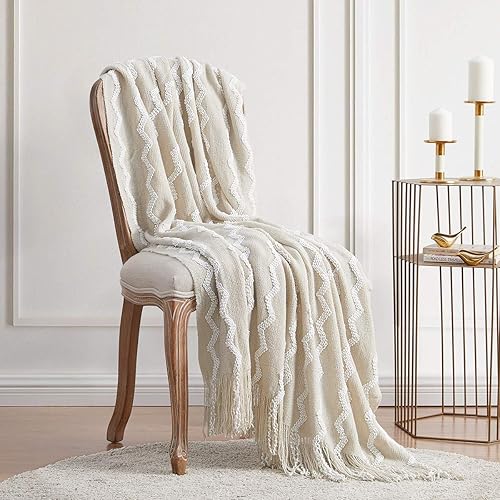 Miniatura 2 de Bourina - Manta de chenilla con flecos decorativos para sofá o silla 50 x 60pulgadas