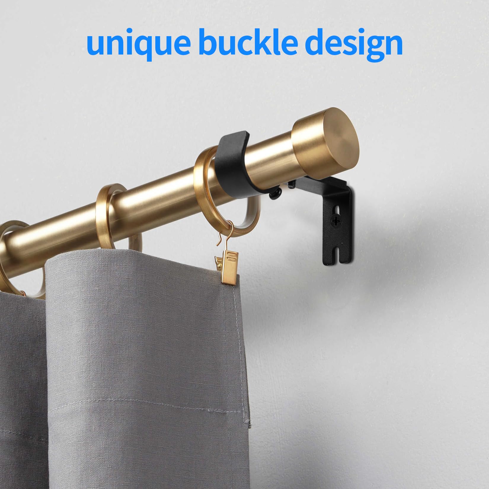 Staffe Regolabili Per Bastoni Tende - 4 Pezzi, Metallo Nero, Regolabili 8,8-11,3cm - Foto 3