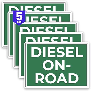 5 x Diesel On Road Sticker | 7 x 5 Inches Self-adhesive, Waterproof, Weatherproof, Laminated Vinyl | Diesel Sticker for Fuel Cap and Tank | Label Decals for Trucks, Cars, Vans, Workplaces