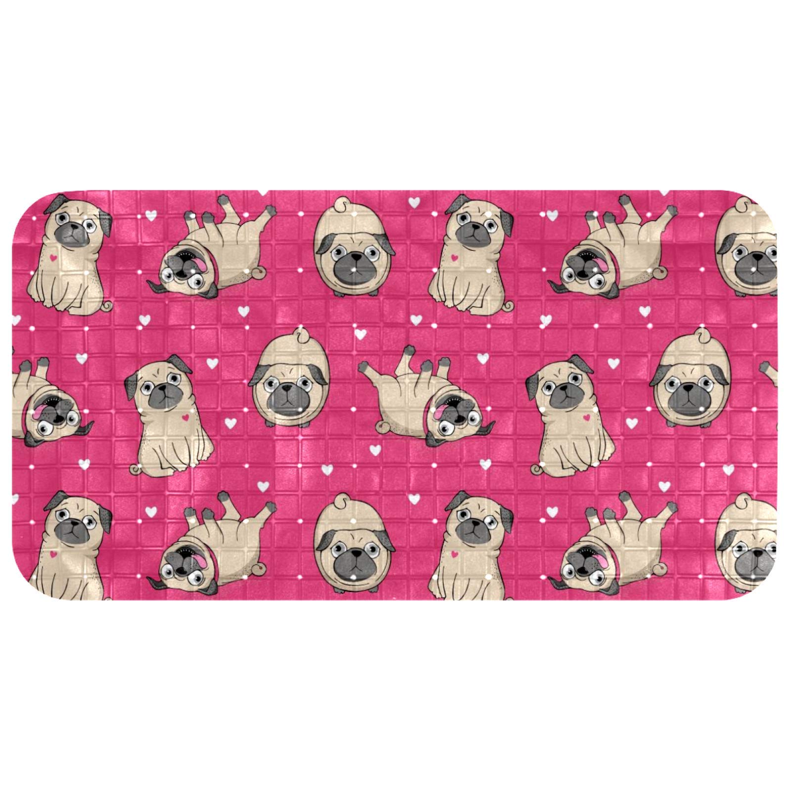 Tapis antidérapant pour baignoire douche 35x67 cm motif chien Carlin