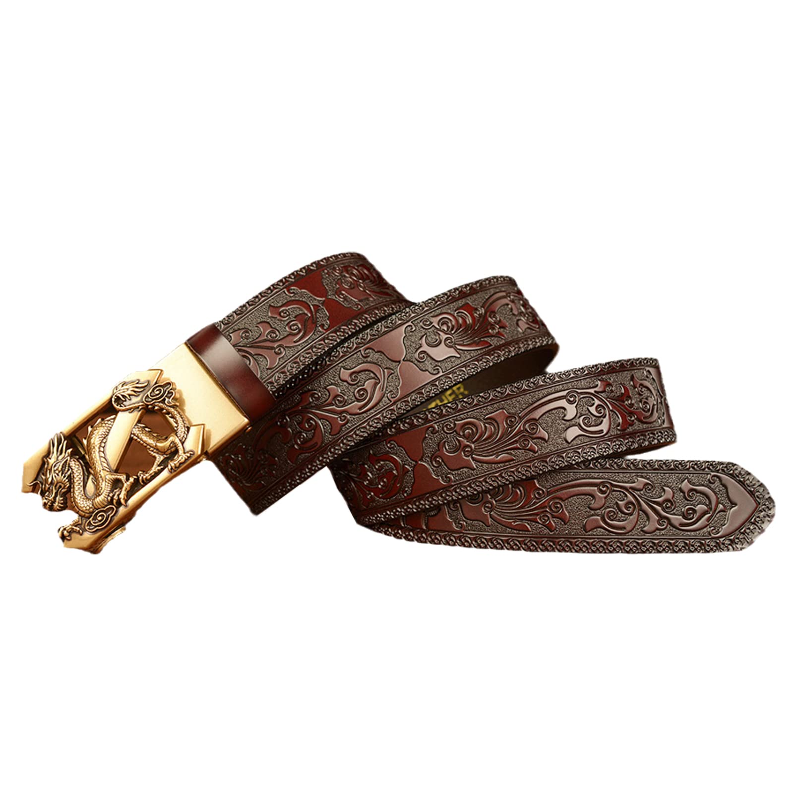 Cinturón de cuero de 35 mm ajustable para cintura 36-38 con hebilla de dragón automática