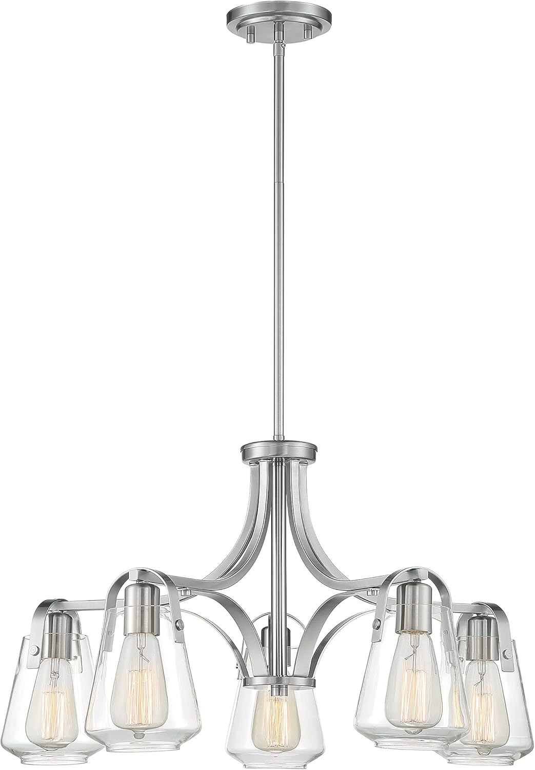 NUVO 60/7115 Skybridge 5 Light Chandelier Fixture,Brushed Nickel