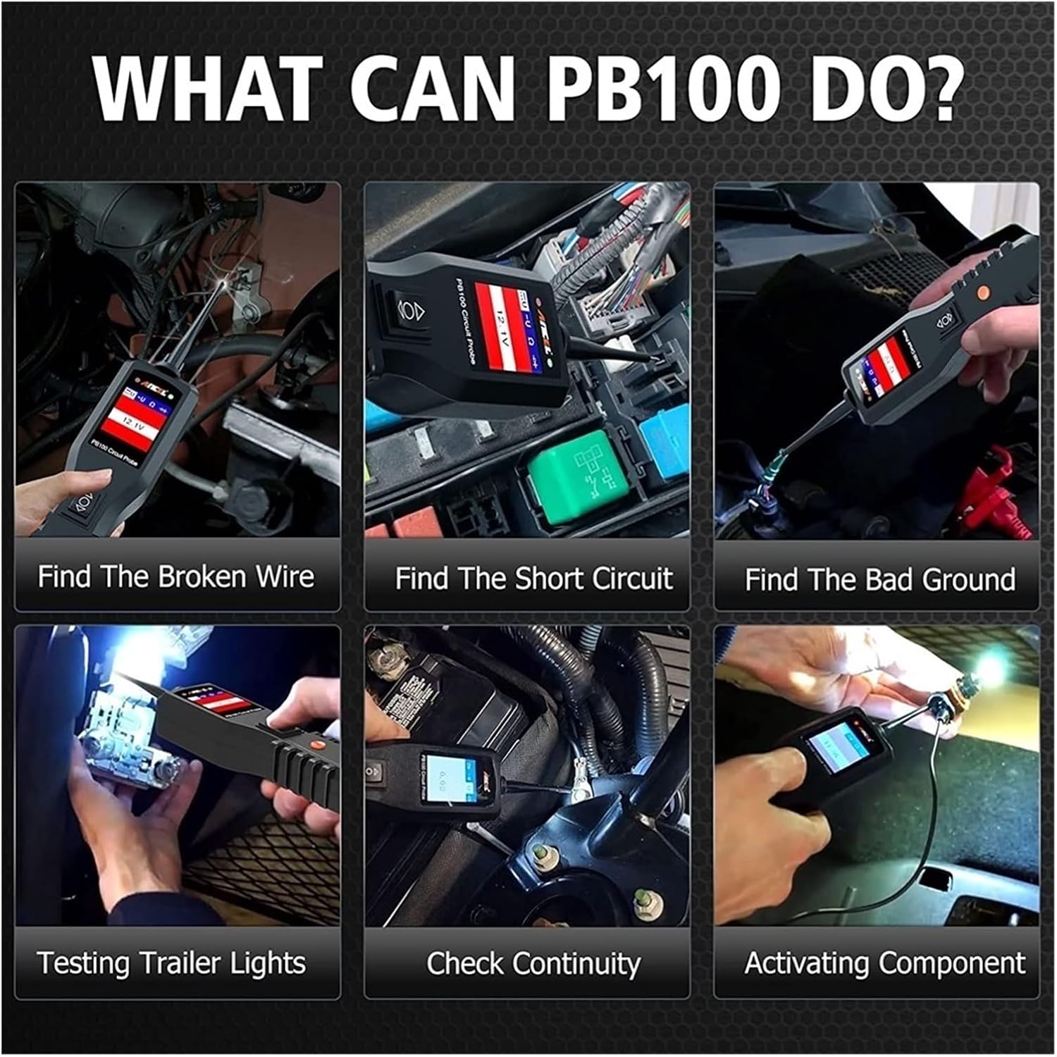 PB100 Automotive Circuit Tester Power Circuit Probe Kit Electrical System Diagnostic Tool Voltage Power Scanner