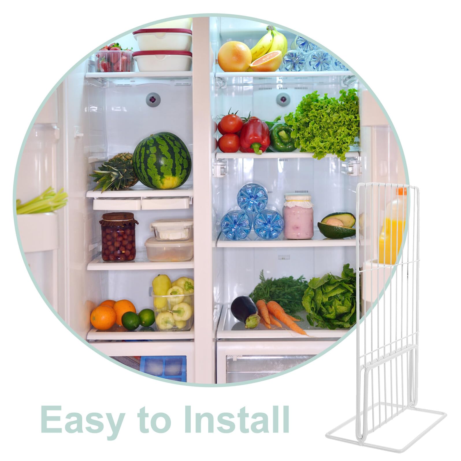 Healeved Organizador de Estantes para Congelador 2 Piezas 17X29 CM Separador de Rejilla de Alambre Resistente al Frío Divisor para Almacenamiento de Alimentos en Congeladores Domésticos y