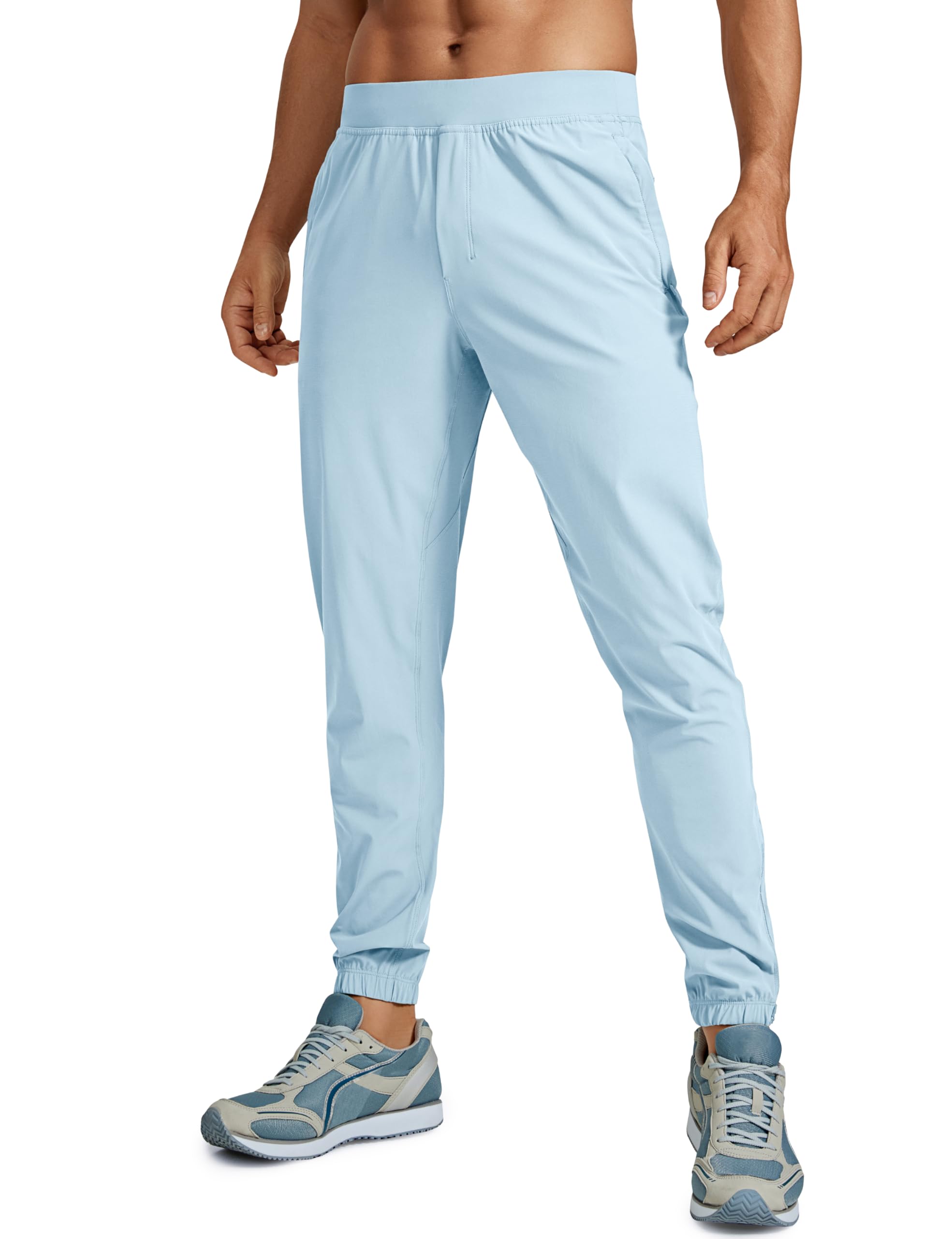 CRZ YOGA Athletic Joggers for Men 29" - Lightweight Running Training Pants with Zip Pockets and Ankle Zippers